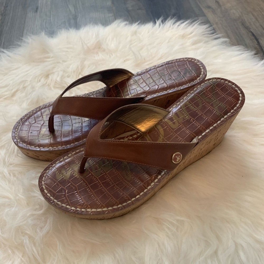 Sam Edelman Platform Shoes Brown Cork Wedges